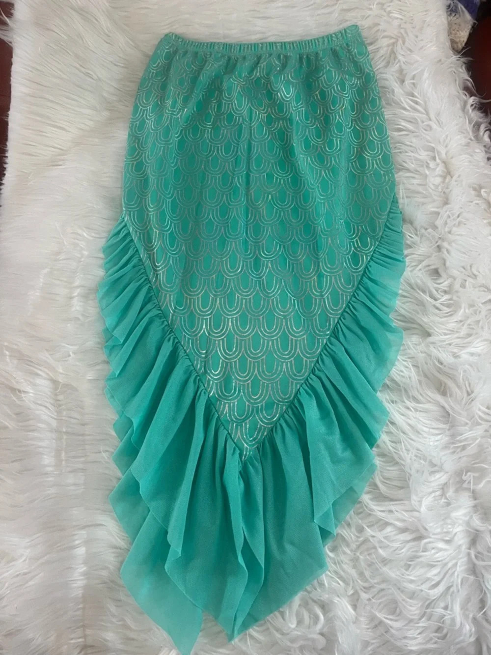 Cat & Jack Teal Asymmetrical Ruffle Hem Skirt - Picture 1 of 5